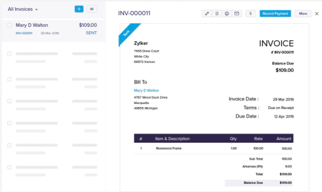 Managing payables and invoicing in Zoho Books
